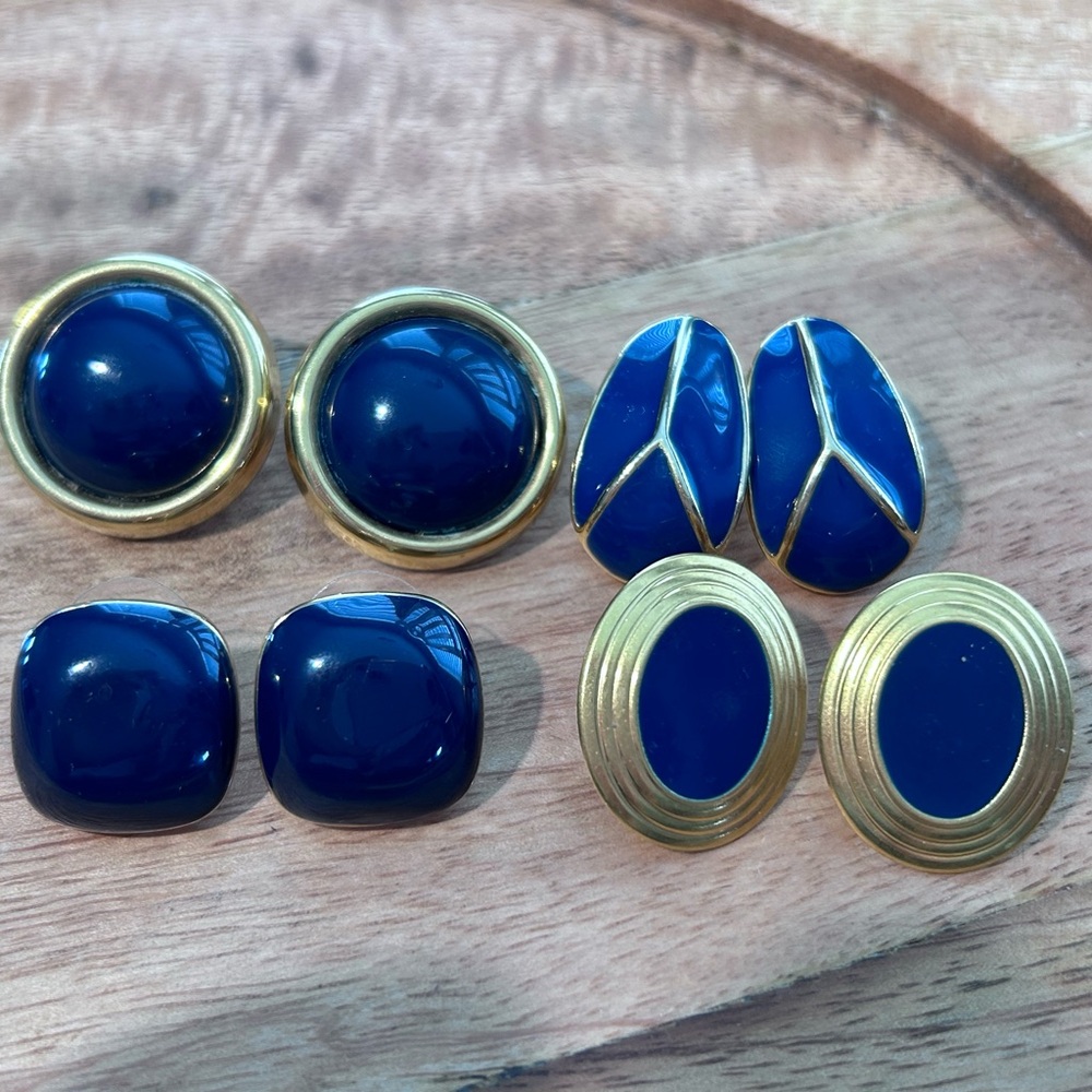 4 Navy Vintage Earrings